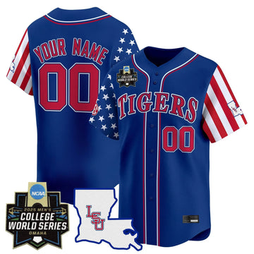 Personalized LSU 2026 Independence Day Vapor Premier Limited Jersey - World Series Custom Patch - Stitched - Royal Stitched