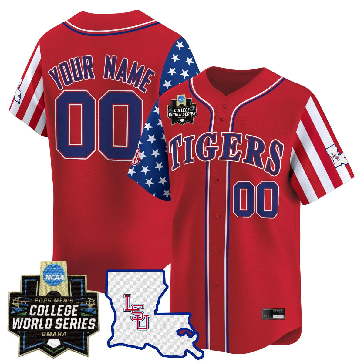 Personalized LSU 2026 Independence Day Vapor Premier Limited Jersey - World Series Custom Patch - Stitched - Red Stitched
