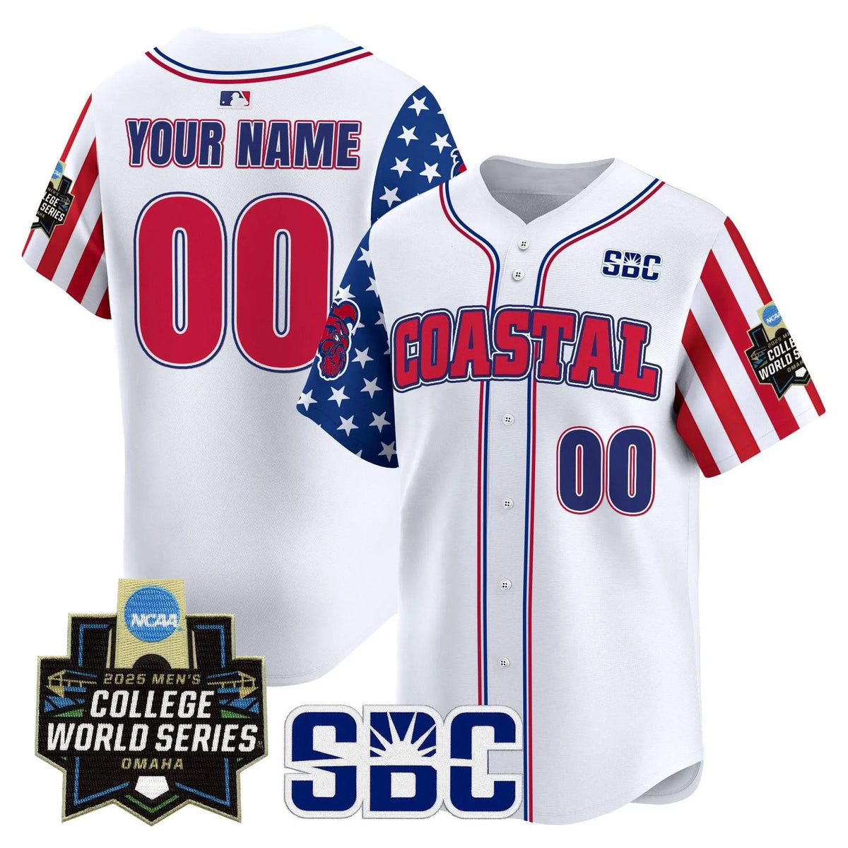 Personalized Coastal Carolina Chanticleers 2026 Independence Day Vapor Premier Limited Custom Jersey - World Series Patch - Stitched - White Stitched
