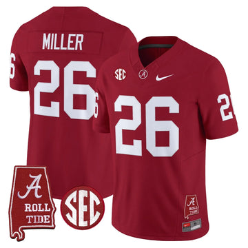 Personalized ACT Throwback Vapor Limited Jersey - Alabama Map - Crimson / Jam Miller Stitched