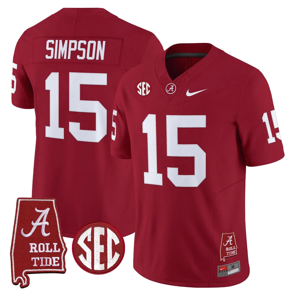 Personalized ACT Throwback Vapor Limited Jersey - Alabama Map - Crimson / Ty Simpson Stitched