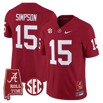 Personalized ACT Throwback Vapor Limited Jersey - Alabama Map - Crimson / Ty Simpson Stitched