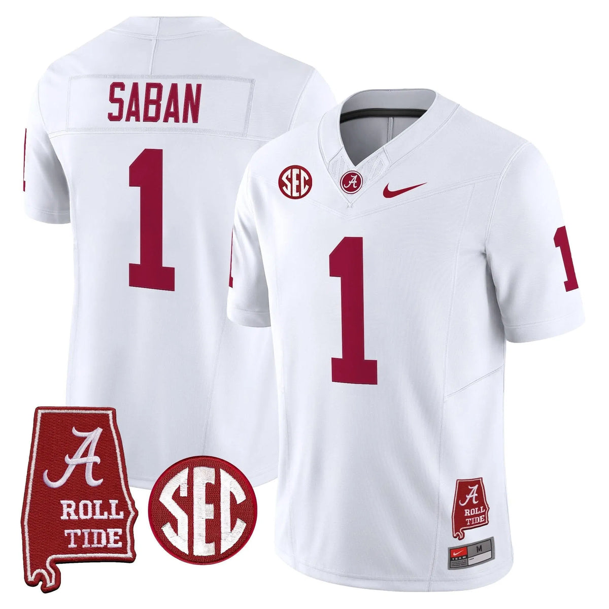 Personalized ACT Throwback Vapor Limited Jersey - Alabama Map - White / Nick Saban Stitched