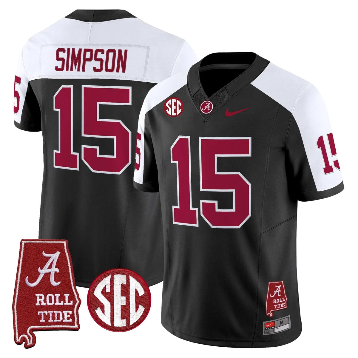 Personalized ACT Throwback Vapor Limited Jersey - Alabama Map - Black Alternate / Ty Simpson Stitched
