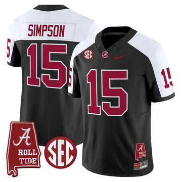 Personalized ACT Throwback Vapor Limited Jersey - Alabama Map - Black Alternate / Ty Simpson Stitched