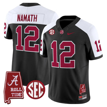 Personalized ACT Throwback Vapor Limited Jersey - Alabama Map - Black Alternate / Joe Namath Stitched
