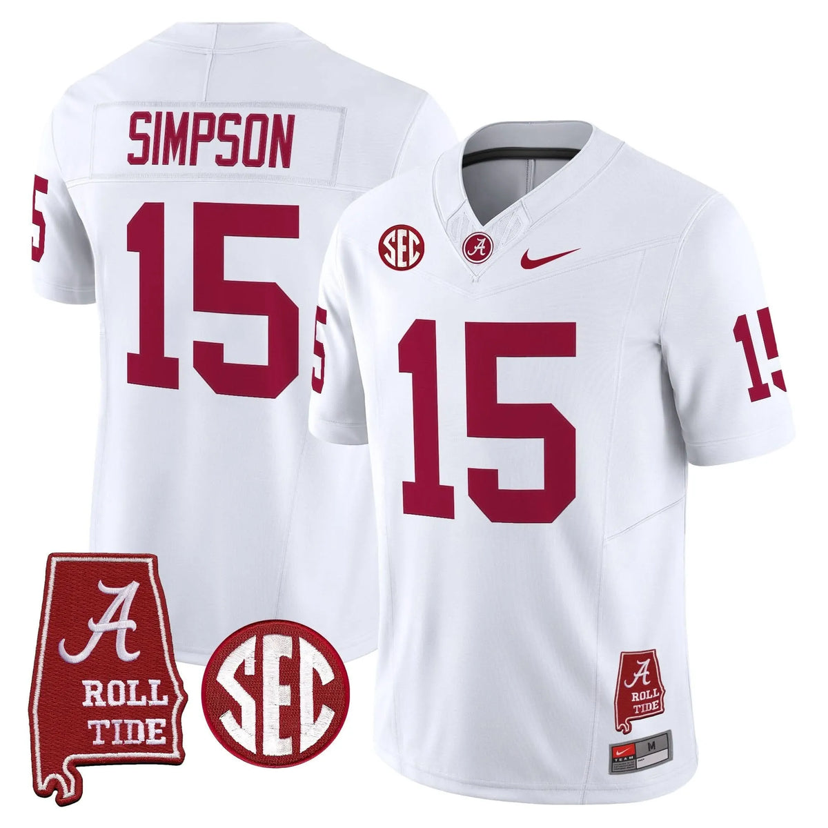 Personalized ACT Throwback Vapor Limited Jersey - Alabama Map - White / Ty Simpson Stitched