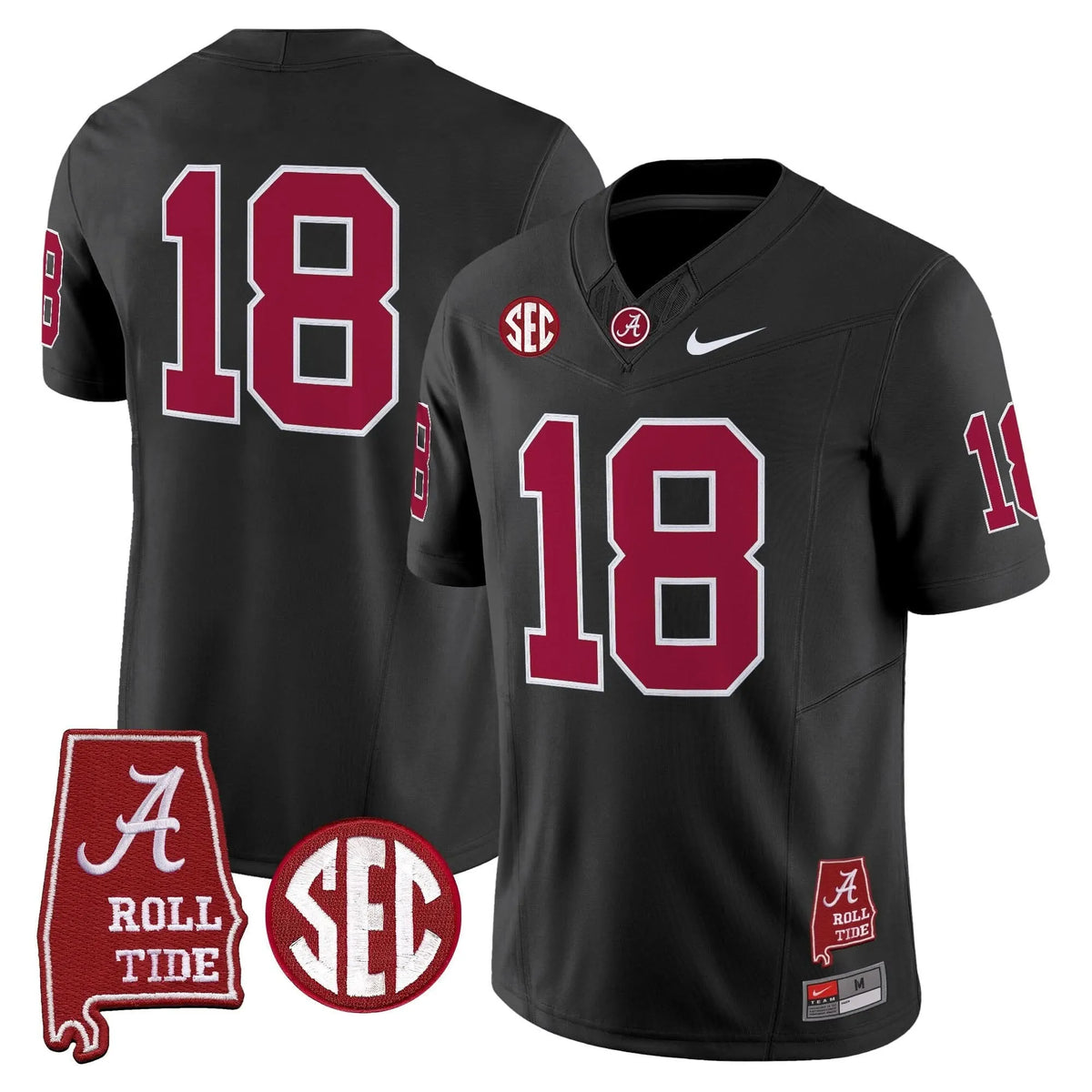 Personalized ACT Throwback Vapor Limited Jersey - Alabama Map - Black / #18 Crimson Stitched