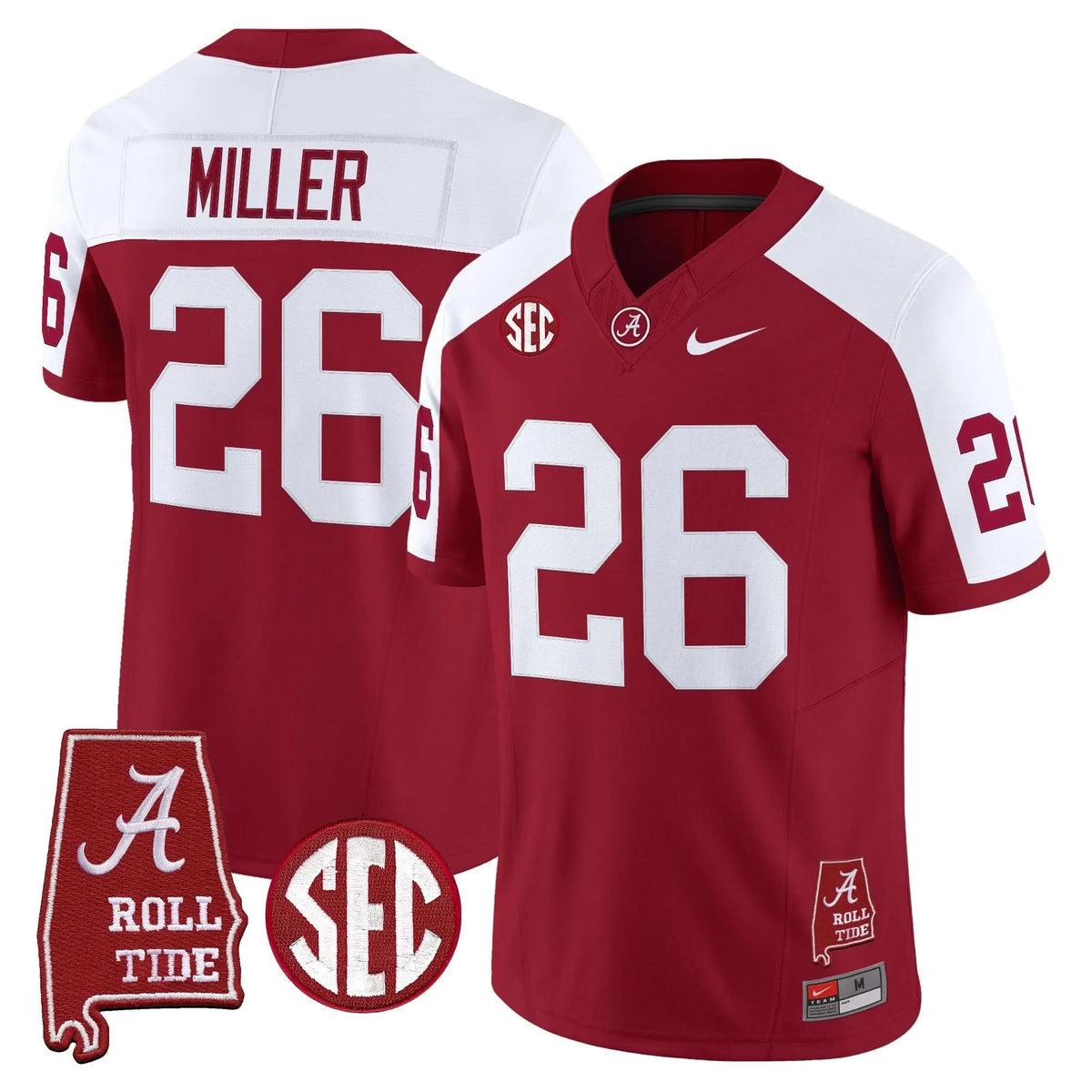 Personalized ACT Throwback Vapor Limited Jersey - Alabama Map - Crimson Alternate / Jam Miller Stitched