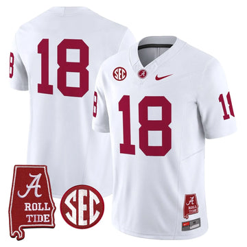 Personalized ACT Throwback Vapor Limited Jersey - Alabama Map - White / #18 Crimson Stitched