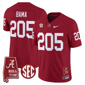 Personalized ACT Throwback Vapor Limited Jersey - Alabama Map - Crimson / Bama 205 Stitched