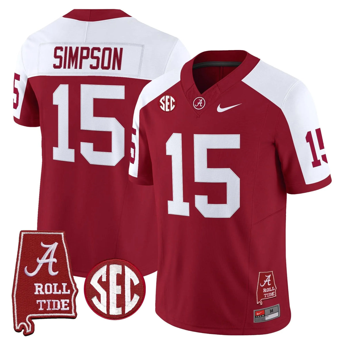 Personalized ACT Throwback Vapor Limited Jersey - Alabama Map - Crimson Alternate / Ty Simpson Stitched