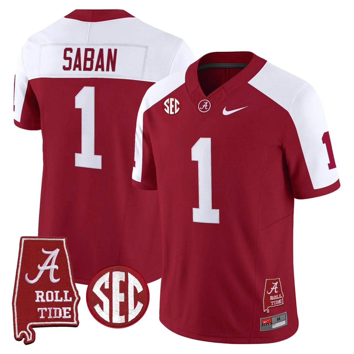 Personalized ACT Throwback Vapor Limited Jersey - Alabama Map - Crimson Alternate / Nick Saban Stitched