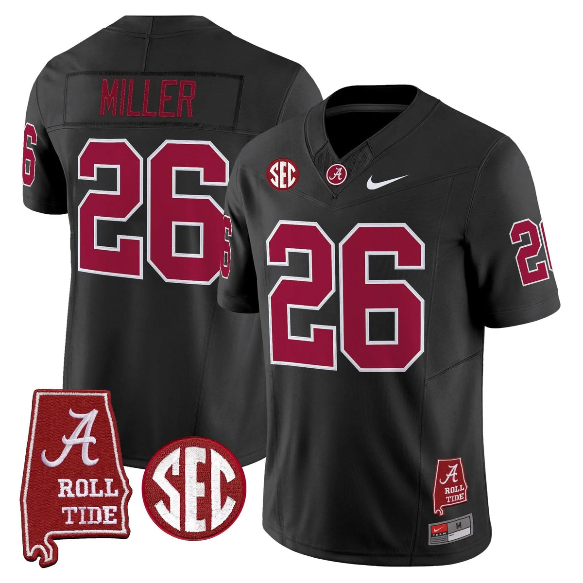 Personalized ACT Throwback Vapor Limited Jersey - Alabama Map - Black / Jam Miller Stitched