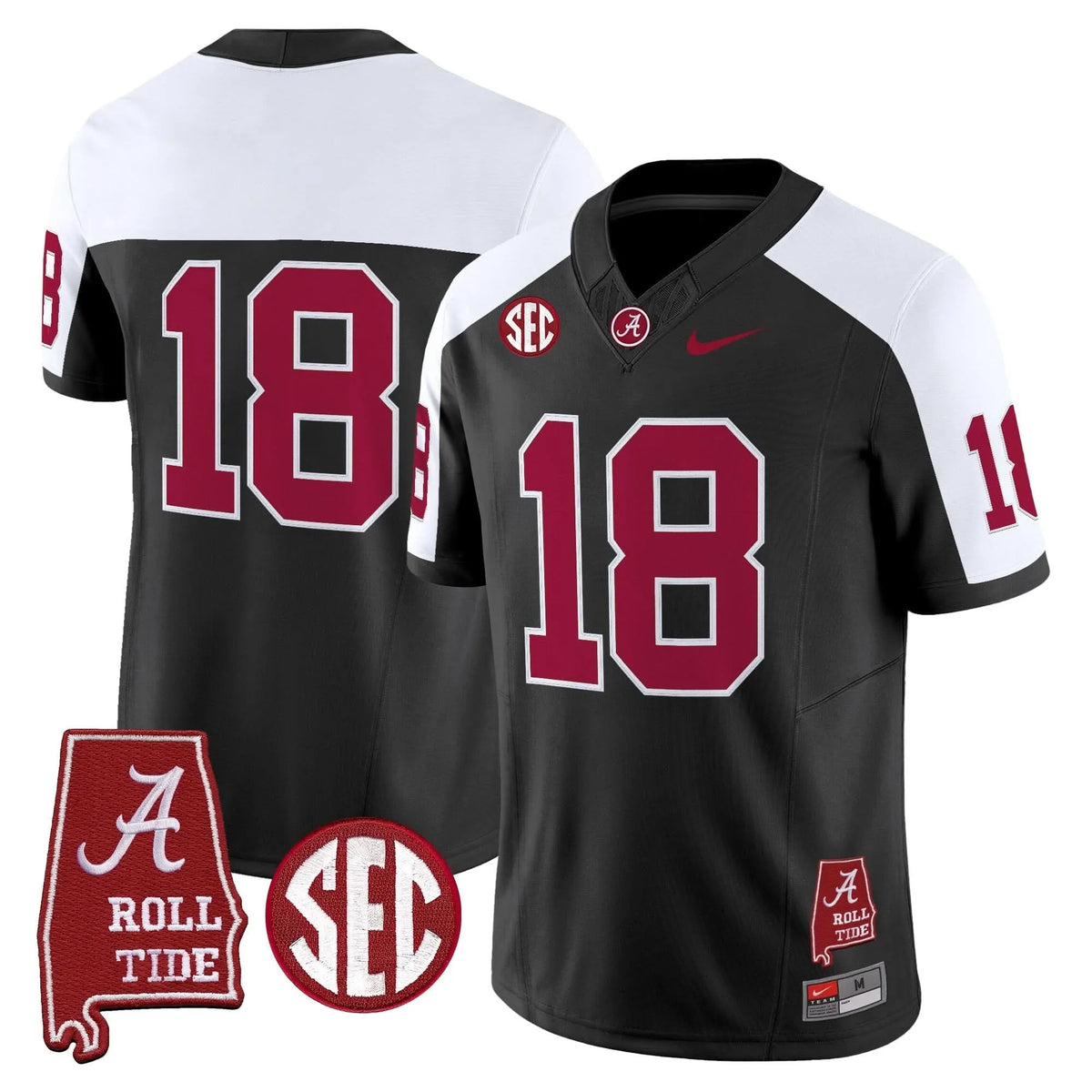 Personalized ACT Throwback Vapor Limited Jersey - Alabama Map - Black Alternate / #18 Crimson Stitched
