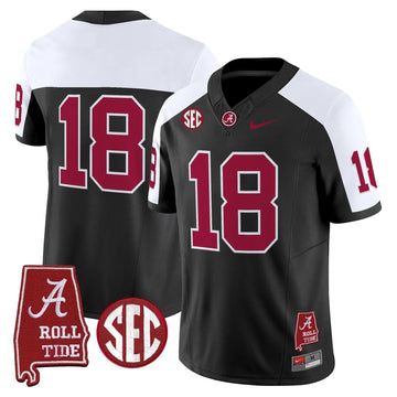 Personalized ACT Throwback Vapor Limited Jersey - Alabama Map - Black Alternate / #18 Crimson Stitched
