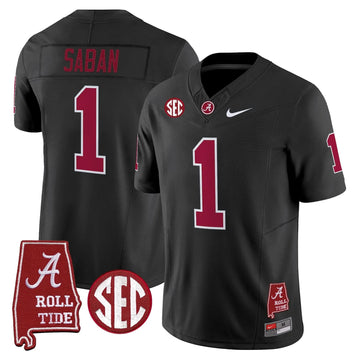 Personalized ACT Throwback Vapor Limited Jersey - Alabama Map - Black / Nick Saban Stitched