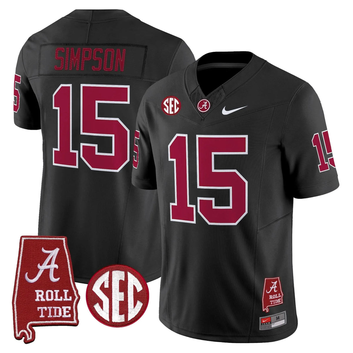 Personalized ACT Throwback Vapor Limited Jersey - Alabama Map - Black / Ty Simpson Stitched