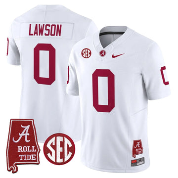 Personalized ACT Throwback Vapor Limited Jersey - Alabama Map - White / Deontae Lawson Stitched