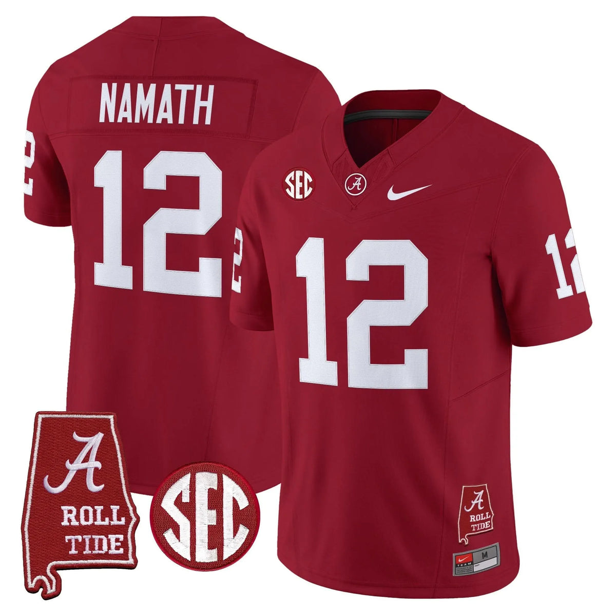 Personalized ACT Throwback Vapor Limited Jersey - Alabama Map - Crimson / Joe Namath Stitched