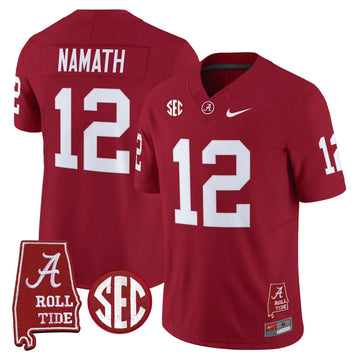 Personalized ACT Throwback Vapor Limited Jersey - Alabama Map - Crimson / Joe Namath Stitched