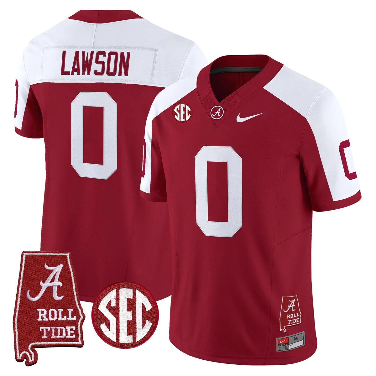 Personalized ACT Throwback Vapor Limited Jersey - Alabama Map - Crimson Alternate / Deontae Lawson Stitched