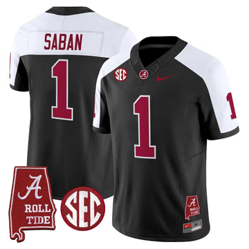 Personalized ACT Throwback Vapor Limited Jersey - Alabama Map - Black Alternate / Nick Saban Stitched