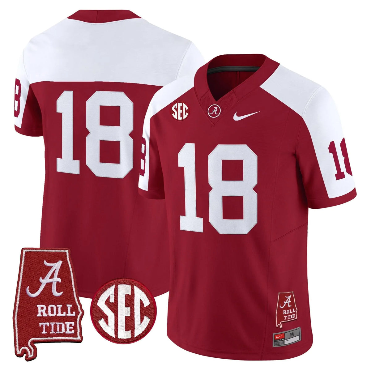 Personalized ACT Throwback Vapor Limited Jersey - Alabama Map - Crimson Alternate / #18 Crimson Stitched