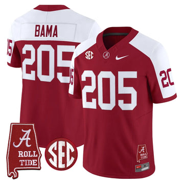 Personalized ACT Throwback Vapor Limited Jersey - Alabama Map - Crimson Alternate / Bama 205 Stitched
