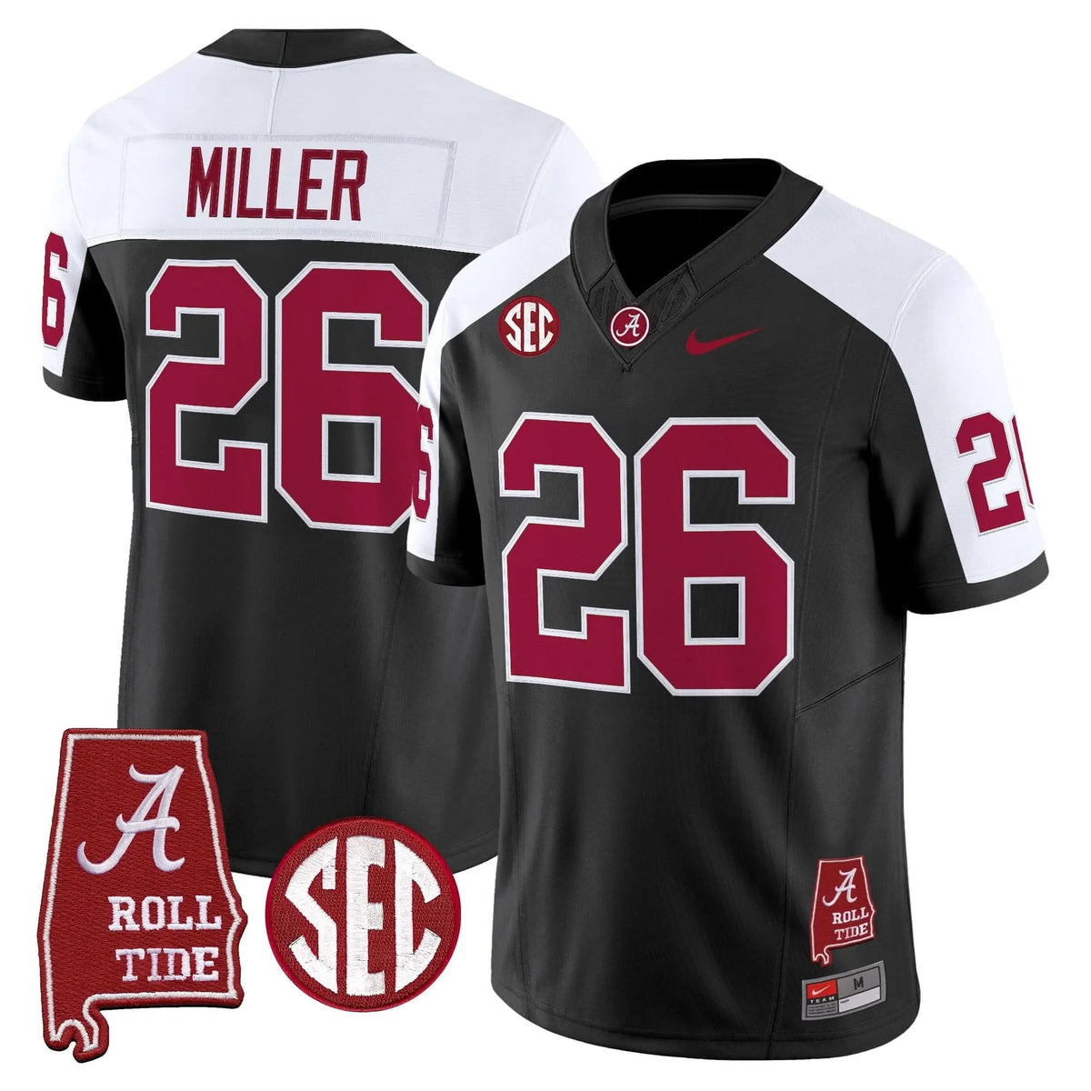 Personalized ACT Throwback Vapor Limited Jersey - Alabama Map - Black Alternate / Jam Miller Stitched