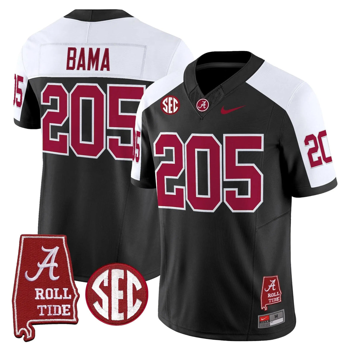 Personalized ACT Throwback Vapor Limited Jersey - Alabama Map - Black Alternate / Bama 205 Stitched