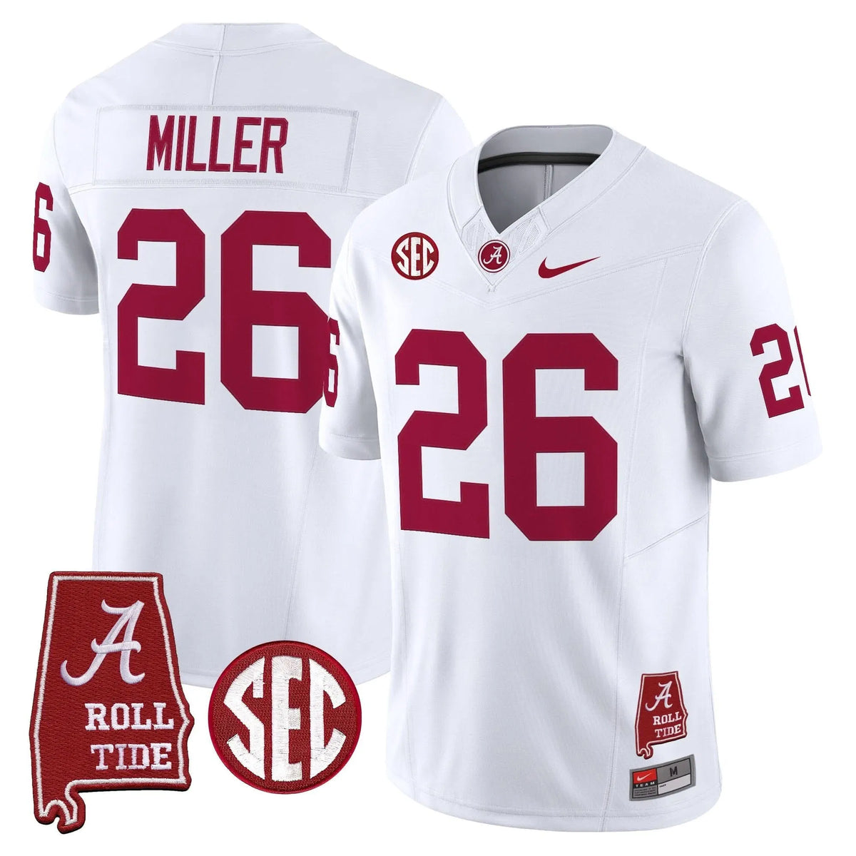 Personalized ACT Throwback Vapor Limited Jersey - Alabama Map - White / Jam Miller Stitched