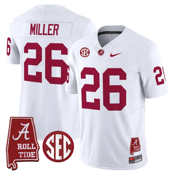 Personalized ACT Throwback Vapor Limited Jersey - Alabama Map - White / Jam Miller Stitched