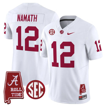 Personalized ACT Throwback Vapor Limited Jersey - Alabama Map - White / Joe Namath Stitched