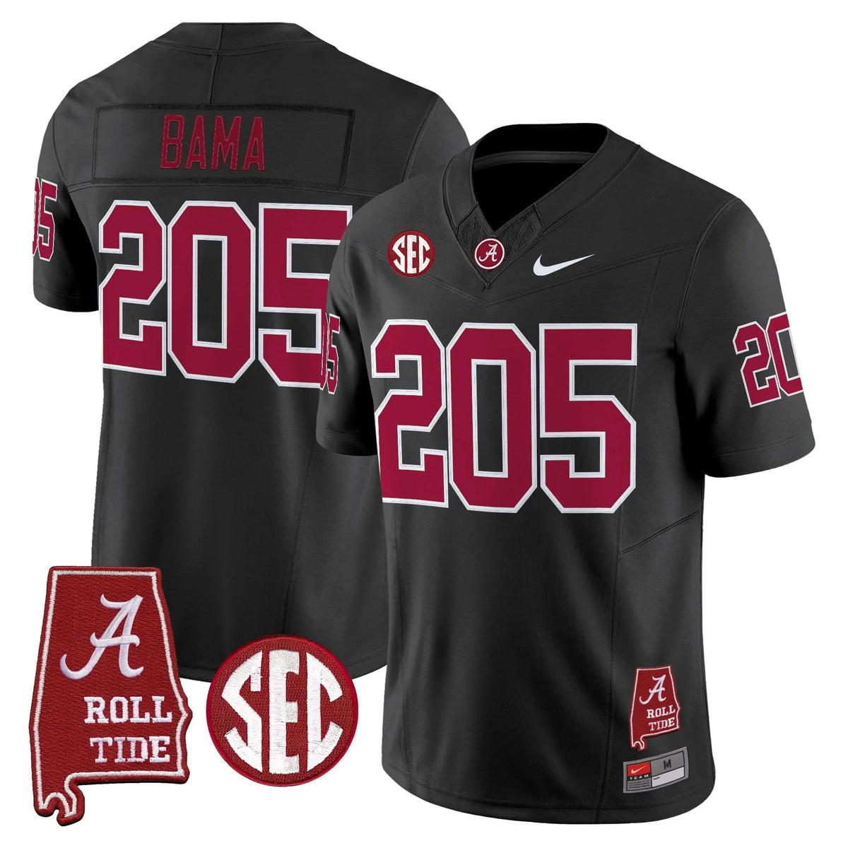 Personalized ACT Throwback Vapor Limited Jersey - Alabama Map - Black / Bama 205 Stitched