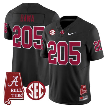 Personalized ACT Throwback Vapor Limited Jersey - Alabama Map - Black / Bama 205 Stitched