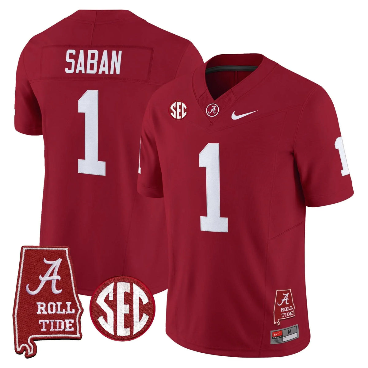 Personalized ACT Throwback Vapor Limited Jersey - Alabama Map - Crimson / Nick Saban Stitched