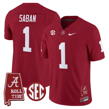 Personalized ACT Throwback Vapor Limited Jersey - Alabama Map - Crimson / Nick Saban Stitched