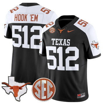 Personalized TL 2026 State Map & SEC Patch Vapor Limited Jersey - Black Alternate / Hook 'Em 512 Stitched
