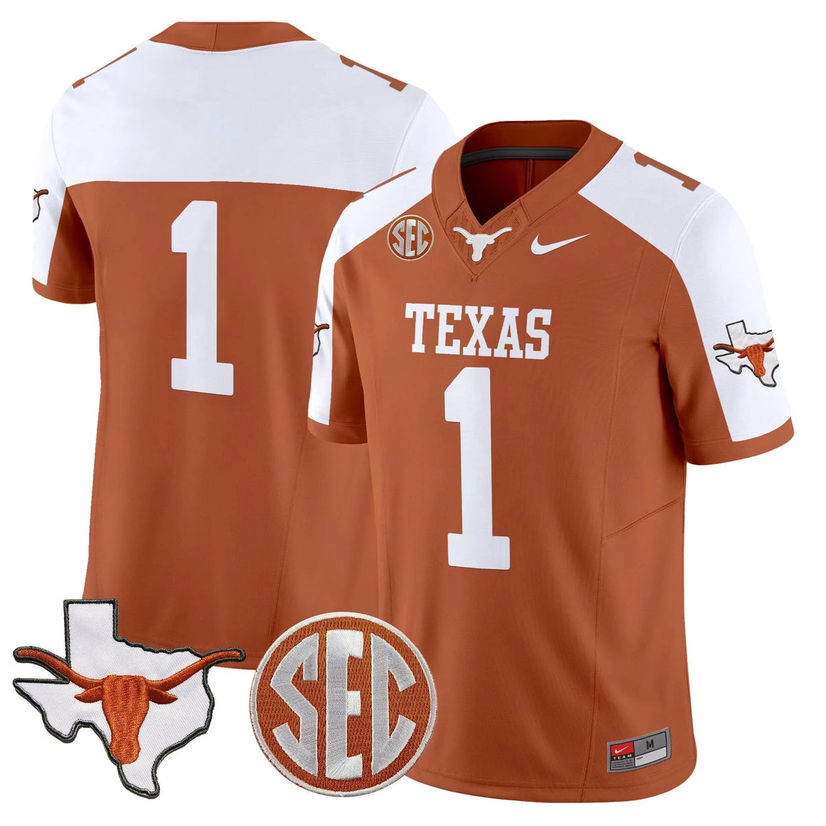 Personalized TL 2026 State Map & SEC Patch Vapor Limited Jersey - Orange Alternate / #1 Team Stitched