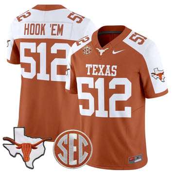 Personalized TL 2026 State Map & SEC Patch Vapor Limited Jersey - Orange Alternate / Hook 'Em 512 Stitched