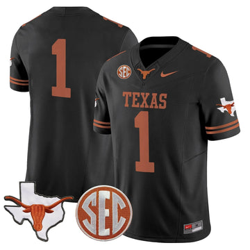 Personalized TL 2026 State Map & SEC Patch Vapor Limited Jersey - Black / #1 Team Stitched