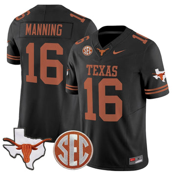 Personalized TL 2026 State Map & SEC Patch Vapor Limited Jersey - Black / Arch Manning Stitched