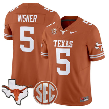 Personalized TL 2026 State Map & SEC Patch Vapor Limited Jersey - Texas Orange / Quintrevion Wisner Stitched