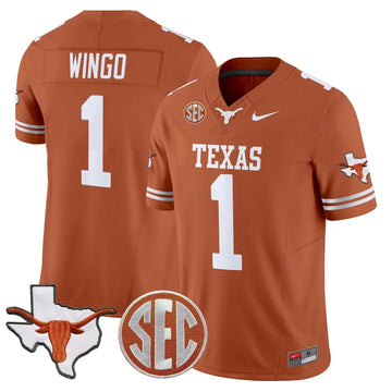 Personalized TL 2026 State Map & SEC Patch Vapor Limited Jersey - Texas Orange / Ryan Wingo Stitched