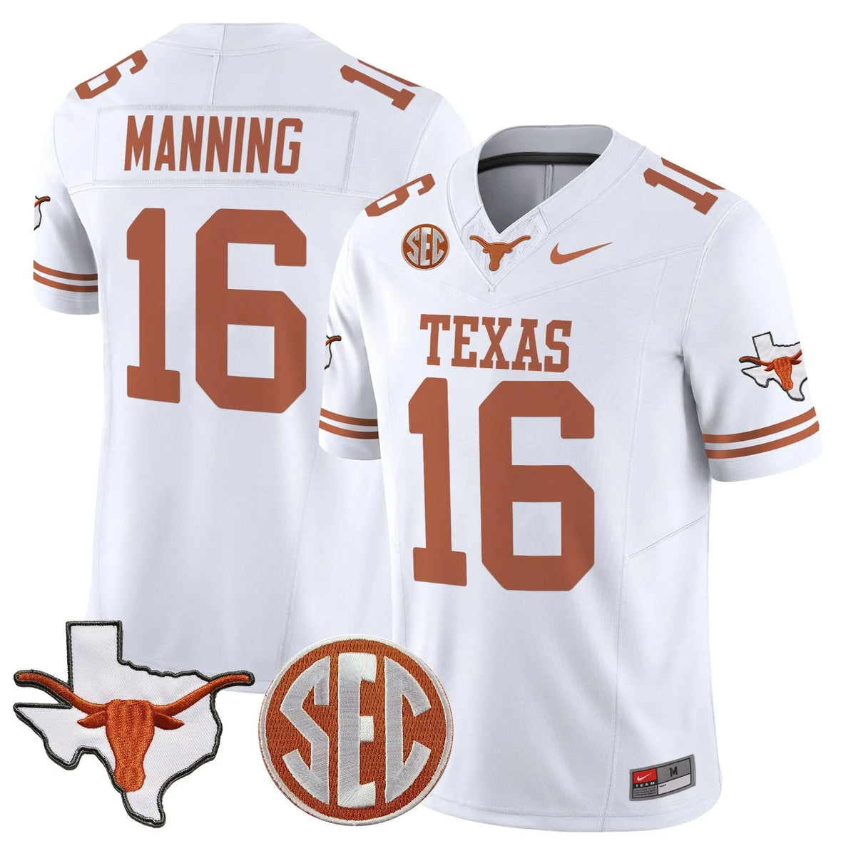 Personalized TL 2026 State Map & SEC Patch Vapor Limited Jersey - White / Arch Manning Stitched