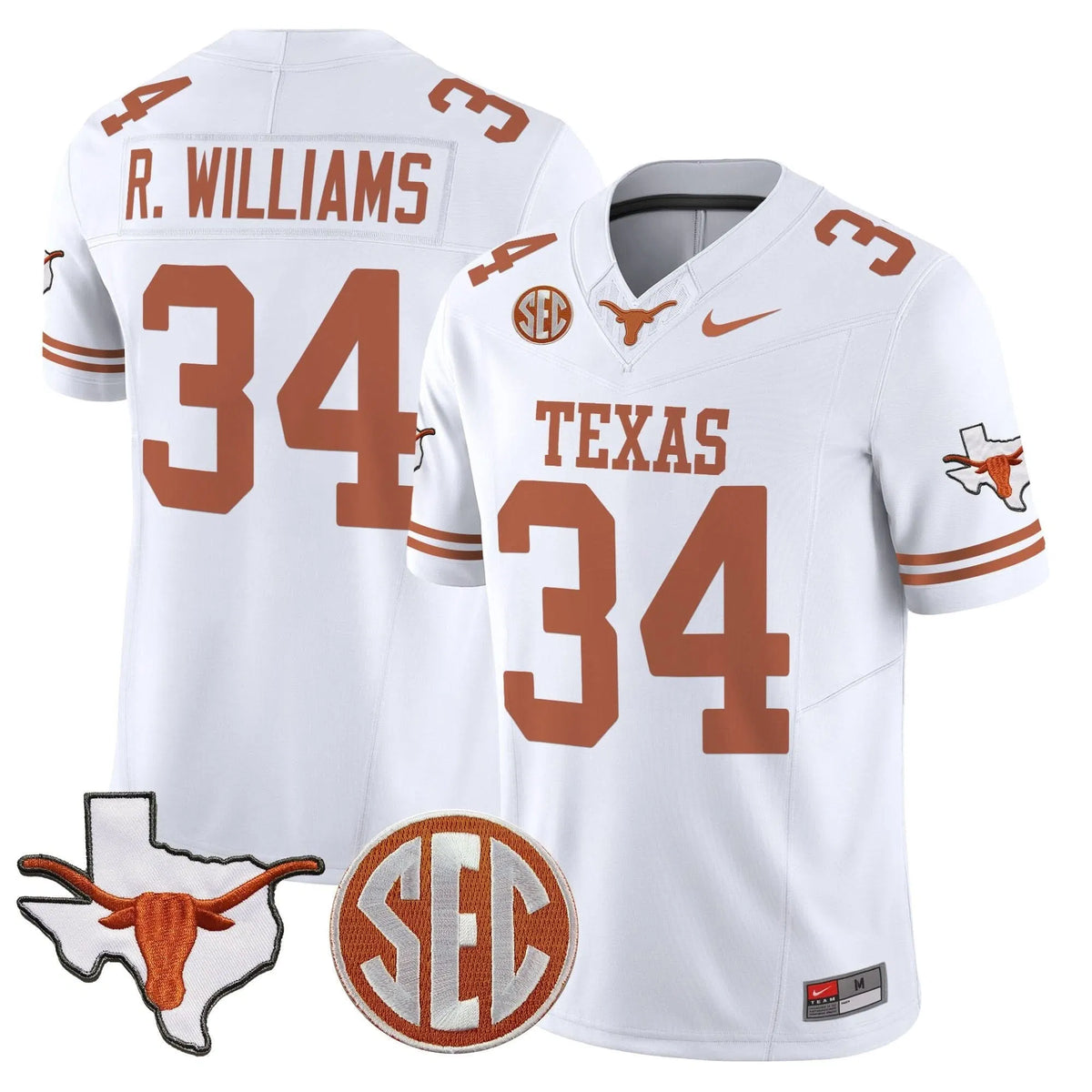 Personalized TL 2026 State Map & SEC Patch Vapor Limited Jersey - White / Ricky Williams Stitched