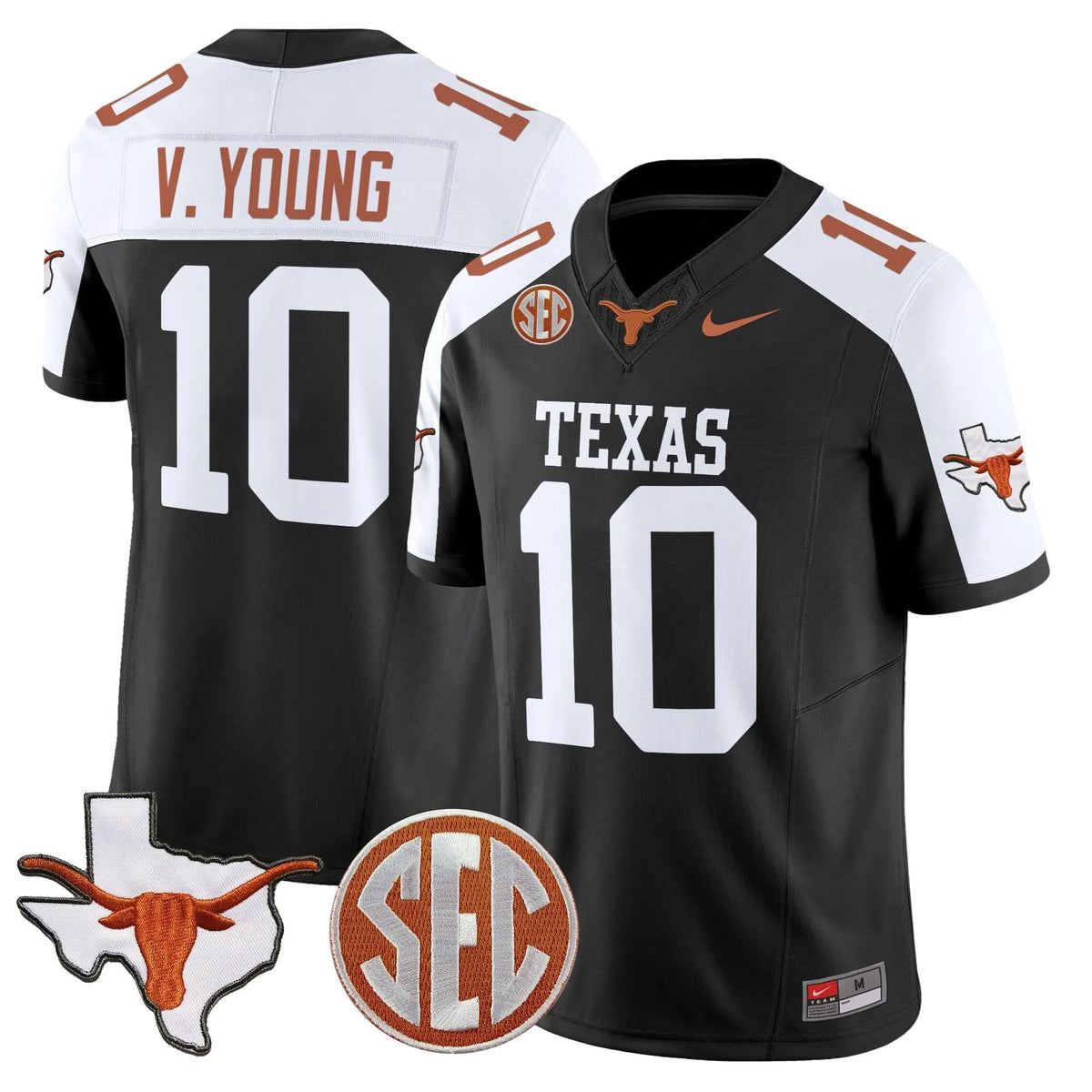 Personalized TL 2026 State Map & SEC Patch Vapor Limited Jersey - Black Alternate / Vince Young Stitched