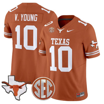 Personalized TL 2026 State Map & SEC Patch Vapor Limited Jersey - Texas Orange / Vince Young Stitched