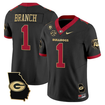 Personalized GB 2026 Georgia Map & Vince Dooley Patch Vapor Limited Jersey - Black Gold Trim / Zachariah Branch Stitched